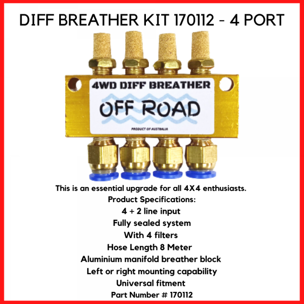 4WD Diff Breather Kits, Protect 4wd Axle, Differential, Electronic 4wd Motor System, Gearbox , Transfercase